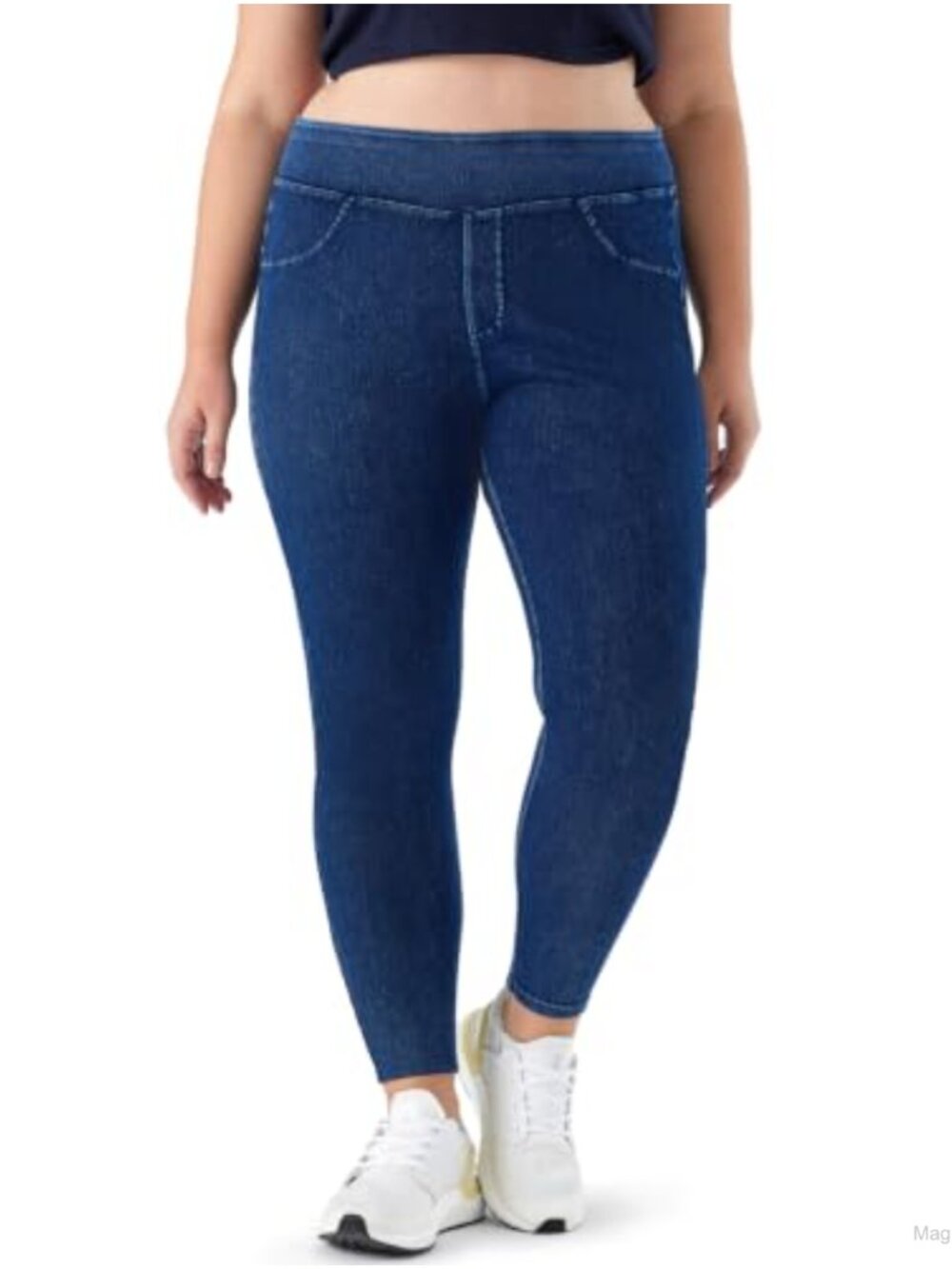 Women's Plus Size High Waisted Ankle Skinny Jeans - Stretch Knit Pull-On, 1X-4X
